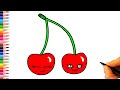 Sevimli Kiraz Çizimi - Kolay Çizimler - Kiraz Nasıl Çizilir? - How To Draw a Cherry