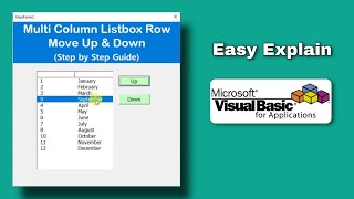 Move multi column Listbox Row Up and Down. Step by Step guide