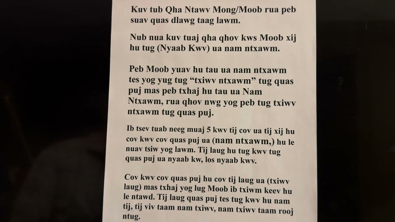 Nub nua tuaj qha qhov kws Moob xij hu tug nyaab kwv ua nam ntxawm 1/23/2026