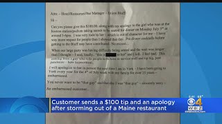 Customer Sends $100 And Apology Letter After Storming Out Of Maine Restaurant