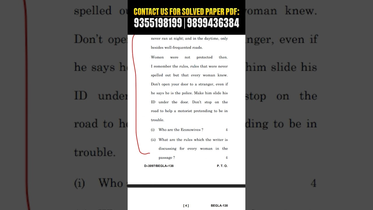 BEGLA 138 Question Paper With Answer | Important Question of BEGLA 138 Reading And Speaking Skills