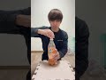 The contents of a plastic bottle turn into jelly