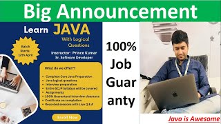 🔥Big Announcement Launching My Course  Java with Logical Question Live Course | 100% job guaranty
