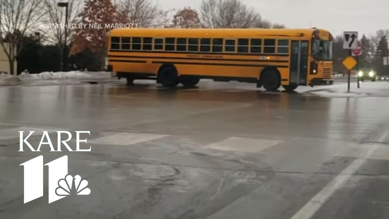 Bus captured on video sliding down icy road in Eden Prairie - YouTube