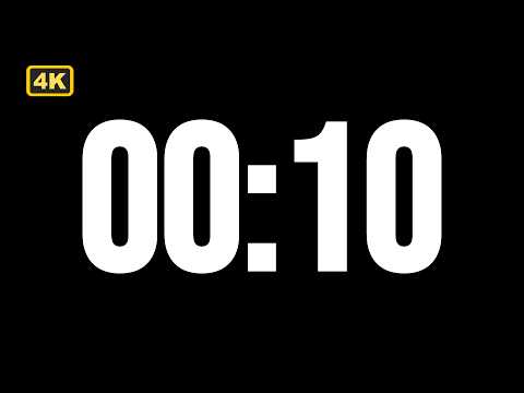 10 Second Countdown Timer | Black Screen Minimal Timer in 4K (Bebas Neue Font)
