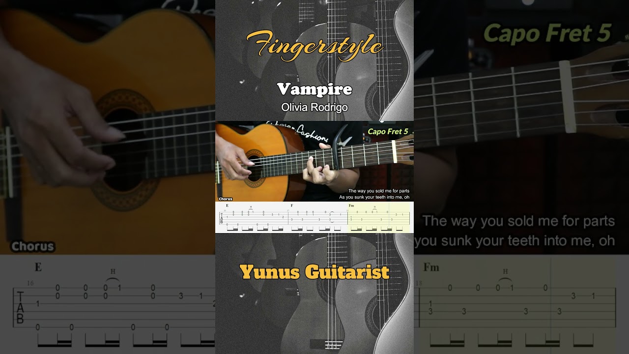 Watch Vampire - Olivia Rodrigo - Fingerstyle Guitar Tutorial + TAB & Lyrics on YouTube Watch Vampire - Olivia Rodrigo - Fingerstyle Guitar Tutorial + TAB & Lyrics on YouTube
