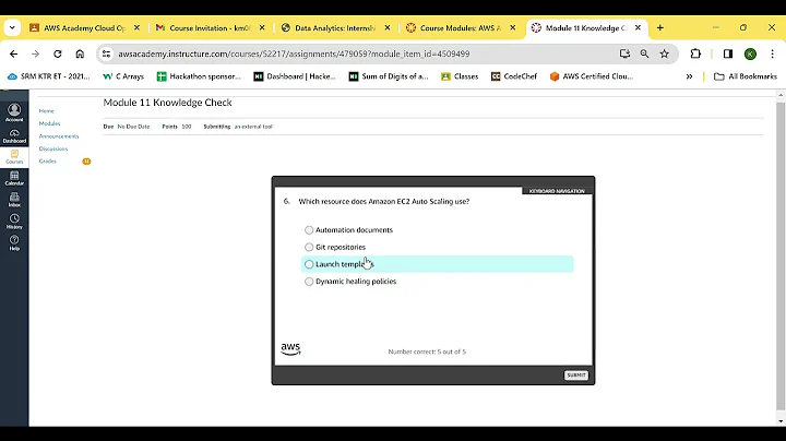 Module 11 Knowledge Check - AWS Academy Cloud Operations [52217]