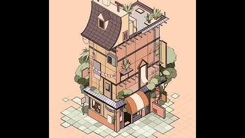 Drawing Time Lapse - Tiny Shop House  l Procreate time-lapse painting 4k l Time Lapse Series 02