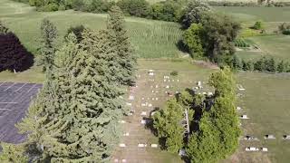 Farmington Lutheran Cemetery in Waupaca Wisconsin Flyover.