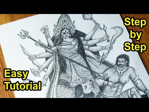 Drawing of maa durga full body Outlet