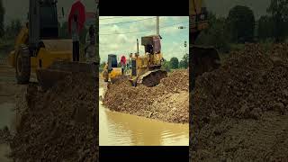 KAMATSU BULLDOZER CLEARING LAND  #bulldozer #sink #rescue