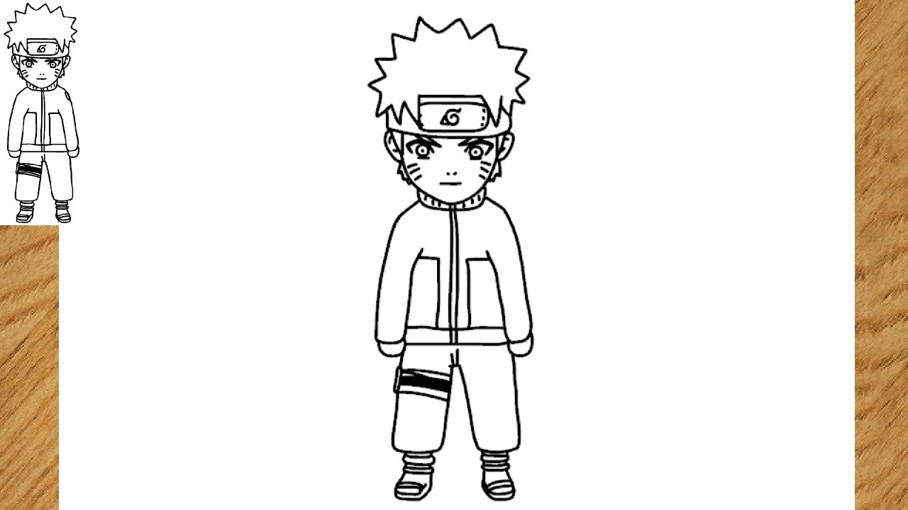 Como desenhar o Naruto chibi passo a passo (corpo inteiro) 