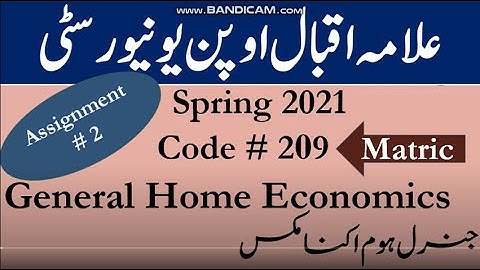AIOU Code 209 Solved Assignment No.2 Spring  2021 || General Home Economics  || Level: Matric