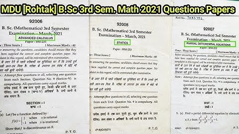 MDU University 2021 B.Sc Second Year 3rd Semester Math Question Papers||B.Sc 3rd Semester Math Paper