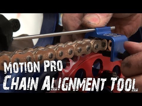 Video thumbnail: "Motion Pro Chain Alignment Tool Review from Sportbiketrackgear.com" — hands-on review by Sportbike Track Gear on YouTube