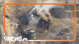 Large haystack fire reported in Weld County