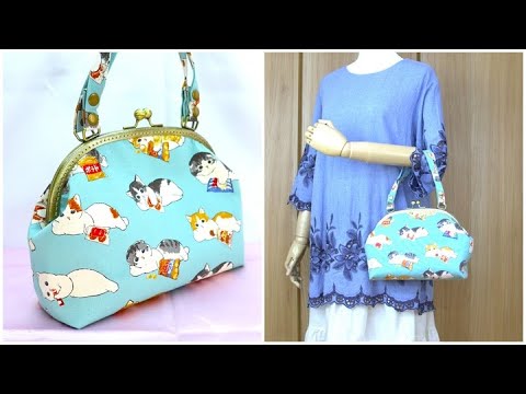 みはる　あおりがま口バッグ　ハンドメイド　ウール×クリーム みはる あおりがま口バッグ ハンドメイド あおりがま口バッグ