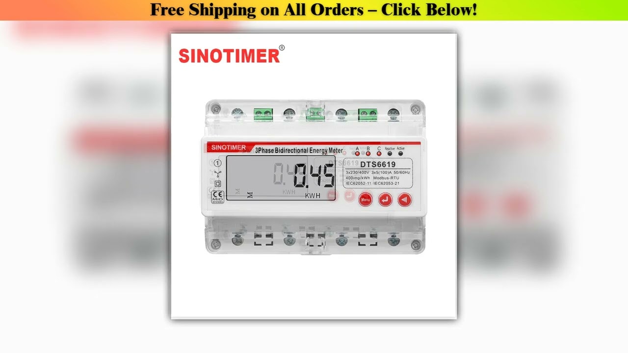 Multifunction RS485 Wattmeter 100A 380V AC Three Phase Photovoltatic Energy Meter kWh Power
