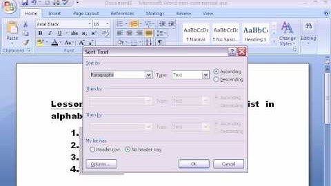 Lesson # 5 Word 2007 Simple instructions for beginners