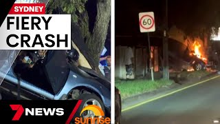 Terrifying Sydney fiery crash | 7 News Australia