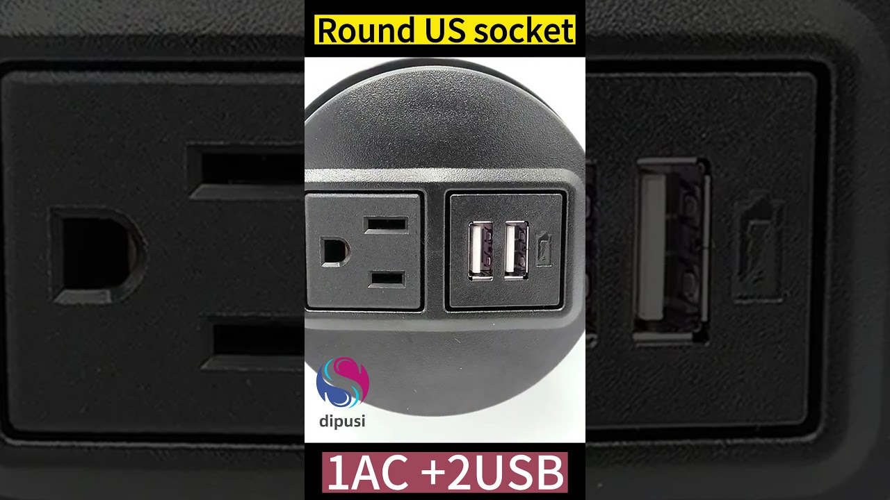ROUND US power strip USB embedded round desk cabinet furniture socket factory