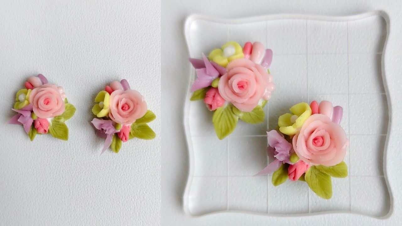 Making Rose Garden Earrings🩷✨🍀| Aesthetic Clay Jewelry Making🌹