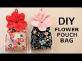 DIY Flower Pouch Bag | Drawstring Bag Tutorial & Free Pattern [sewingtimes]