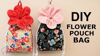 กระเป๋าหูรูด กระเป๋าดอกไม้  DIY Flower Pouch Bag [sewingtimes]