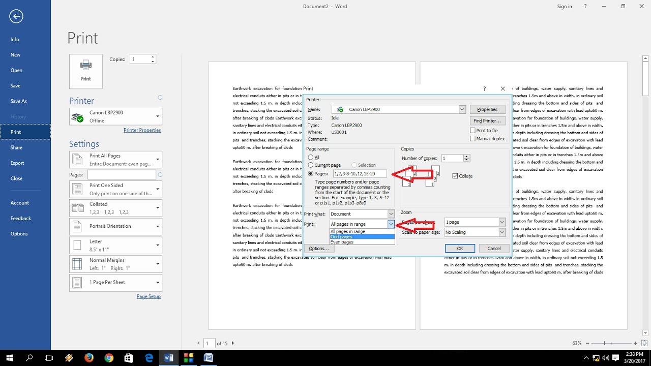 How To Print Only Selected Pages, Section Print, Odd Even,