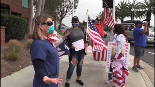 Newport beach: on 04-20-20 at 10am, a group of protestors gathered the
beach city hall to express their thoughts and push for california
reopen...