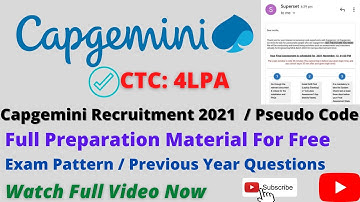 Capgemini Recruitment 2022 / Pseudo Code /  Full Preparation / Exam Pattern / Previous Exam Question
