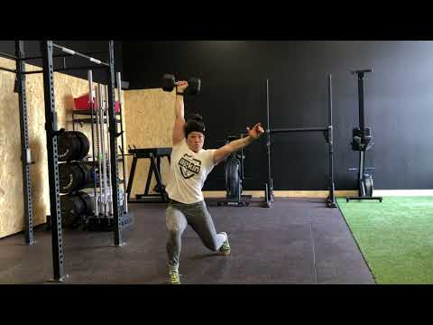 Single arm dumbbell split snatch