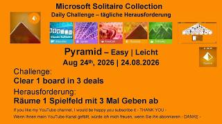 Solitaire Daily Challenges | Pyramid - Easy | Aug 24th, 2026