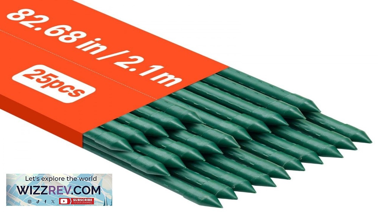 VEVOR Garden Stakes 25 Pack 82.68 inch Plastic Coated Metal Tomato