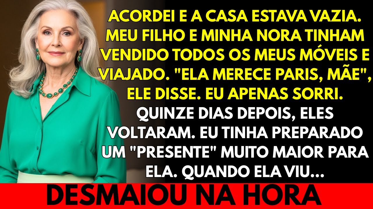 Meu filho vendeu meus móveis para viajar com a esposa... Dias depois, meu presente a fez desmaiar!