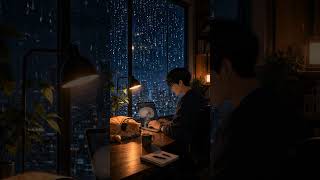 Deep Focus Coding with Mocha 🐱 | Rainy Night Ambience #shorts