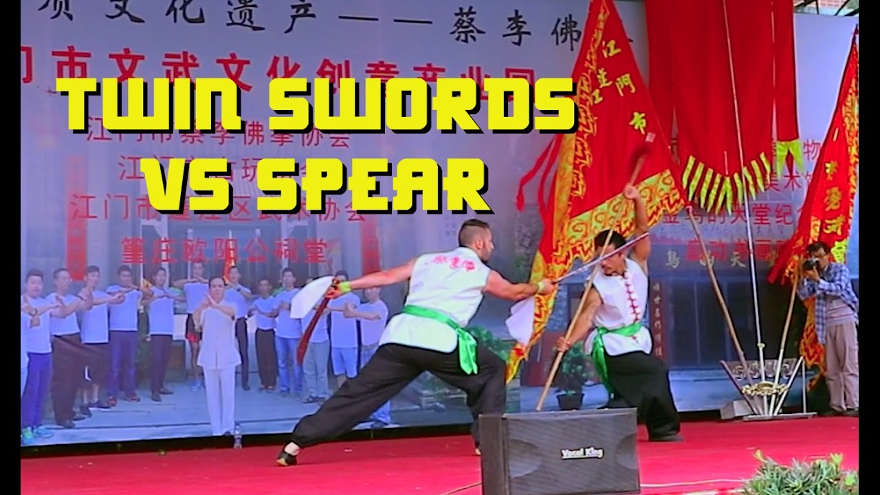 Kung Fu Double Swords Vs Spear Choy Li Fut Two Person Form - 