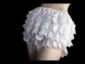 'Angelina' ruffled deep lace shiny satin frilly rhumba knickers in sizes Small to XXL.