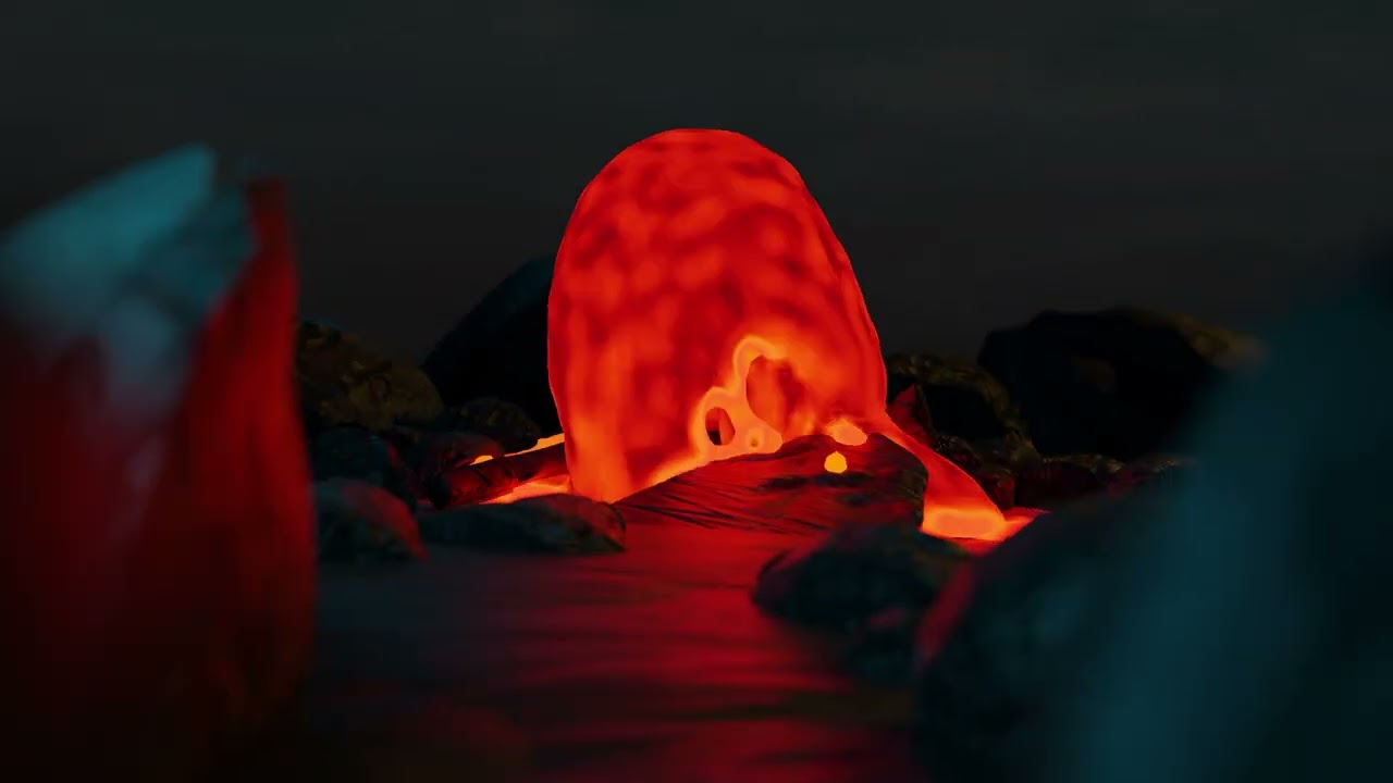 Epic Lava Eruption: 1 Hour Loop on Stony Floor | 4K 100% Royalty-Free Non Copyright Stock Footage