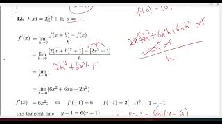 Calculus 1 Ex # 2.2 Q # 12: The Derivative; The Derivative Function