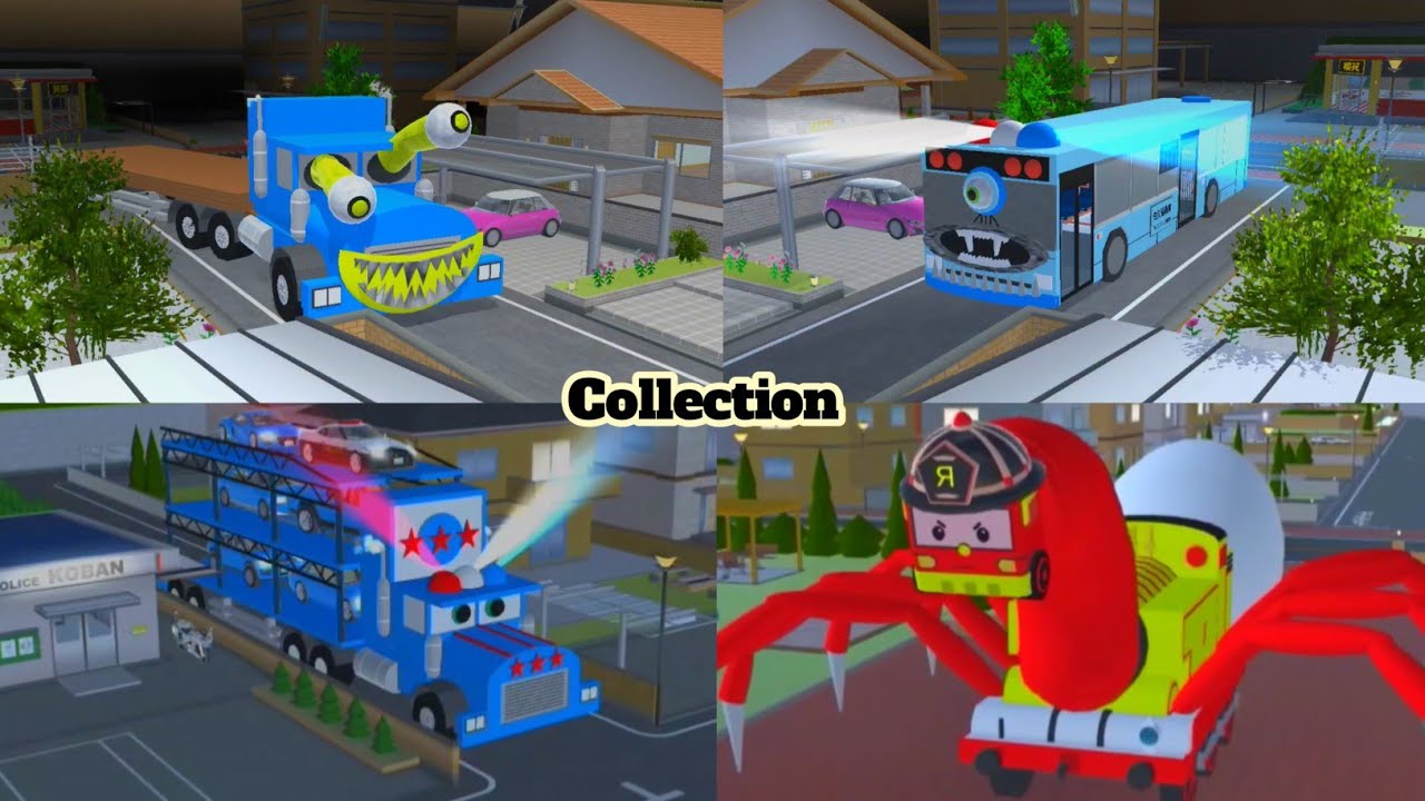Collection Truck Mack Police Eye Transport Robocar In Front Of Yuta Mio 😱 Sakura School Simulator