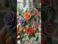 Multicolor Rose Vine Clay Bottle Art #art #craft #diy