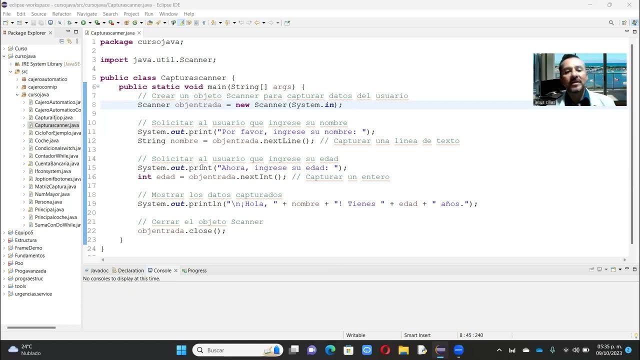 video 1 captura de datos en java con la clase Scanner y despliegue de ...