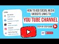 How to add social media &amp; Website links in YouTube channel (The right &amp; quick way!) 💻🔗 Easy Tutorial