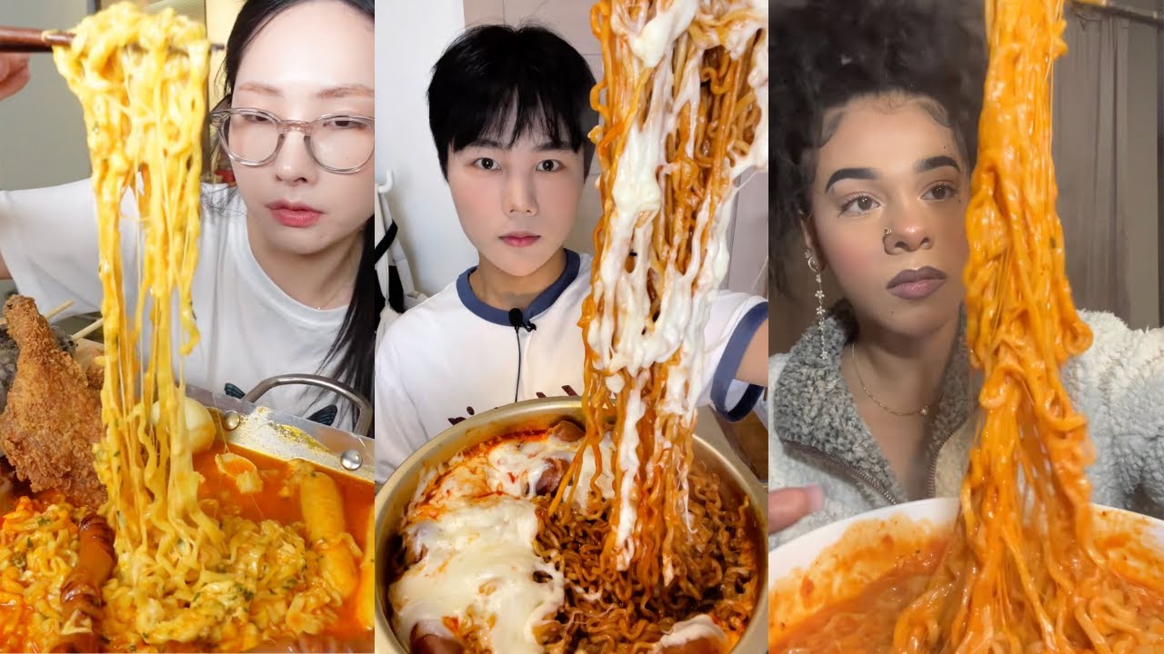 TIKTOK BULDAK RAMEN MUK BANG COMPILATION |SUPER CHEESY, PART 3