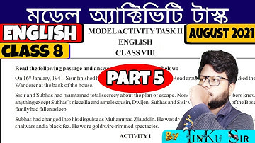 class 8 English (2nd series) model activity task part 5 | class 8 english activity task august 2021