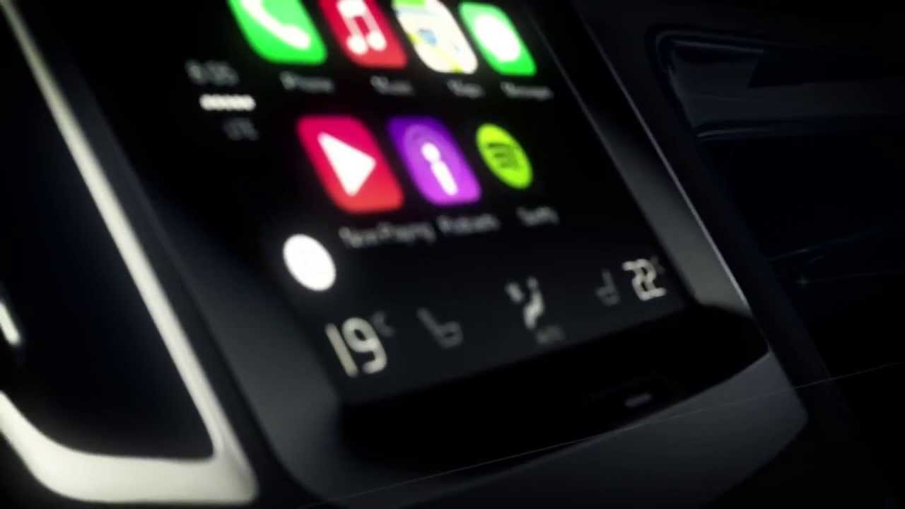 Volvo presents Apple CarPlay with iPhone integration on touchscreen in dashboard YouTube