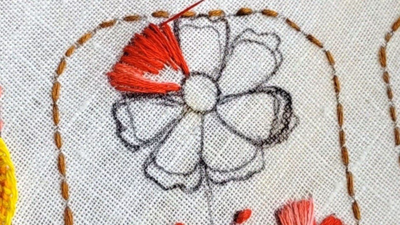 Beautiful embroidery tutorial in very easy step! embroidery work for beginners 🥰
