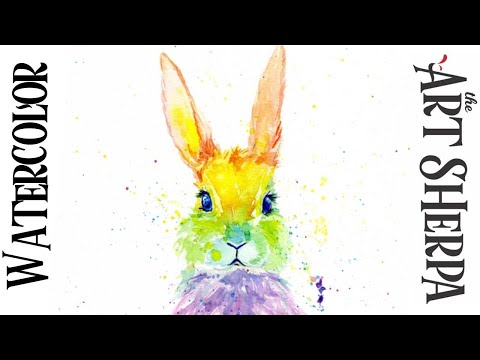 RAINBOW BUNNY Easy How to Paint Watercolor Step by step | The Art Sherpa