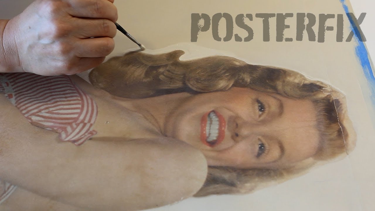Restoring a MARILYN MONROE Door Panel PIN UP 1953 Poster FIX